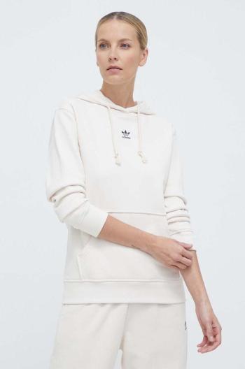 Bavlněná mikina adidas Originals Essentials Regular Hoodie dámská, béžová barva, s kapucí, hladká, IA6426