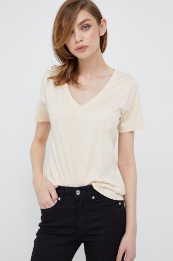 Bavlněné tričko Calvin Klein béžová barva