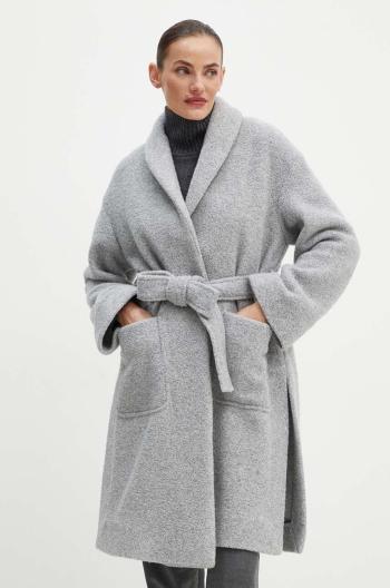 Vlněný kabát Max Mara Leisure šedá barva, přechodný, oversize, 2426906018600