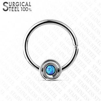 Šperky4U Piercing do nosu/ucha kruh, opál modrý - N0035-B