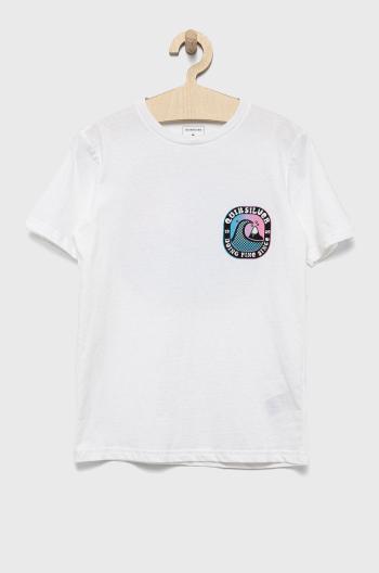 Dětské bavlněné tričko Quiksilver bílá barva, s potiskem
