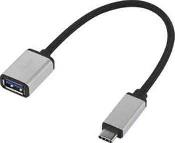 Kabel USB 3.0 Renkforce [1x USB-C™ zástrčka - 1x USB 3.2 gen. 1 zásuvka A] stříbrná opletený