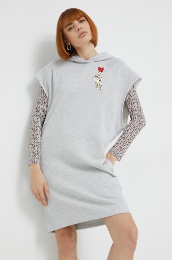 Bavlněné šaty Love Moschino šedá barva, mini