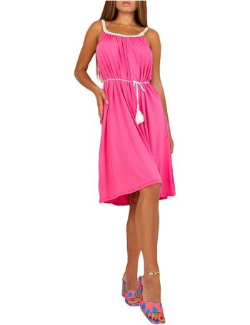 Růžové letní šaty s pleteným lemem vel. ONE SIZE