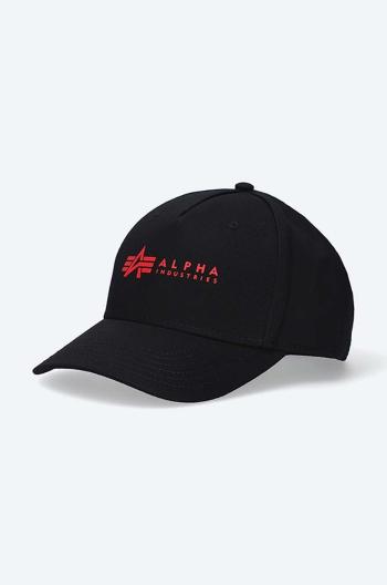 Bavlněná baseballová čepice Alpha Industries černá barva, s aplikací, 126912.94-black