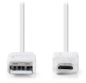 Nedis CCGP60410WT10 - USB 2.0 Plochý Kabel | A Zástrčka - Micro B Zástrčka | 1 m | Bílá barva