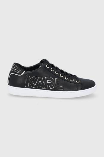 Kožené boty Karl Lagerfeld Kupsole II černá barva, na plochém podpatku