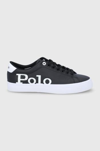 Kožené boty Polo Ralph Lauren Longwood černá barva