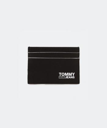 Tommy Hilfiger Tommy Jeans černé pouzdro na kreditní karty RECYCLED LEATHER CARD HOLDER