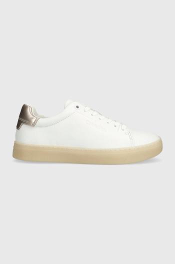 Kožené sneakers boty Calvin Klein CUPSOLE LACE UP PEARL bílá barva, HW0HW01897