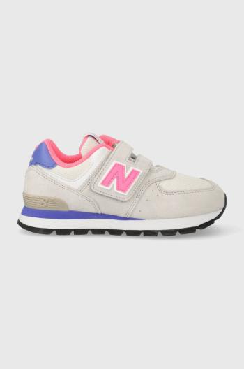 Dětské sneakers boty New Balance šedá barva, PV574DK2-GREY/PINK