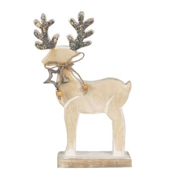 Vánoční dřevěná dekorace Jelen s hvězdičkou - 17*5*23 cm 6H1907