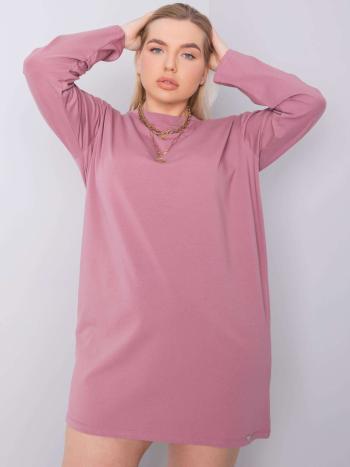 RŮŽOVÉ BASIC ŠATY S DLOUHÝM RUKÁVEM RV-SK-6321.93-PINK Velikost: XL