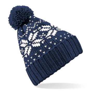 Beechfield Zimní čepice s norským vzorem Fair Isle Snowstar - Tmavě modrá / bílá