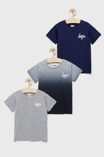 Dětské bavlněné tričko Hype šedá barva, s potiskem