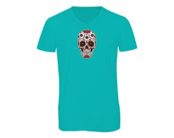 Pánské triko s výstřihem do V Muerte lebka