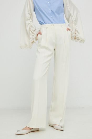 Kalhoty Liviana Conti dámské, béžová barva, široké, high waist