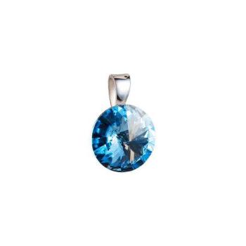 Stříbrný přívěsek s krystaly Swarovski modrý kulatý-rivoli 34112.3, Tmavě, modrá