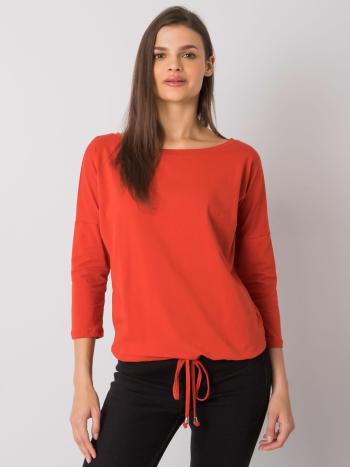 ORANŽOVÉ DÁMSKÉ TRIČKO S VÁZÁNÍM V PASE RV-BZ-4691.37P-ORANGE Velikost: XL