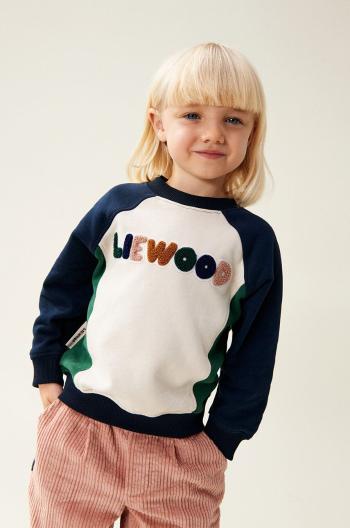 Dětská bavlněná mikina Liewood Aude Placement Sweatshirt tmavomodrá barva, s potiskem