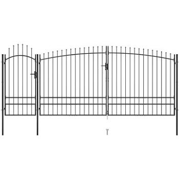 Zahradní plotová brána s hroty 5×2,45 m černá 146326