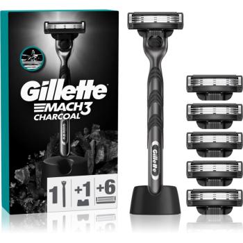 Gillette Mach3 Charcoal holicí strojek se stojánkem + náhradní břity 6 ks