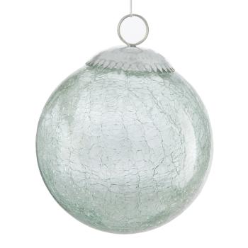 Vánoční zelenkavá skleněná vánoční koule s popraskáním - 10*10*10 cm 76249