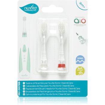 Nuvita Sonic Clean&Care Replacement Brush Heads náhradní hlavice pro sonický bateriový zubní kartáček pro miminka Medium 12m+ 2 ks