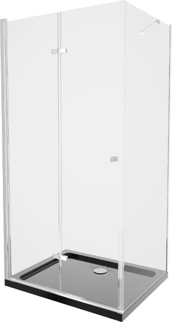 MEXEN/S Lima sprchový kout zalamovací dveře 80 x 100 cm, transparent, chrom + Flat černá vanička se sifonem 856-080-100-01-00-4070