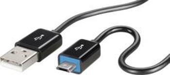 USB kabel Renkforce 1x USB 2.0 zástrčka ⇔ 1x microUSB 2.0 zástrčka, 1,5 m, černá SuperSoft