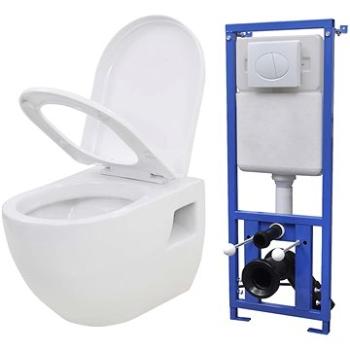 Závěsná toaleta s podomítkovou nádržkou bílá keramická 275791