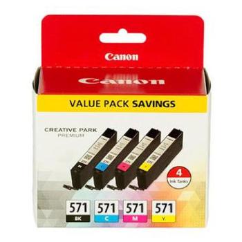 CANON CLI-571 - originální cartridge, černá + barevná, 4x7ml