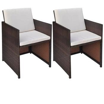 Zahradní židle 2 ks s poduškami a polštáři polyratan hnědé 42560 (42560)