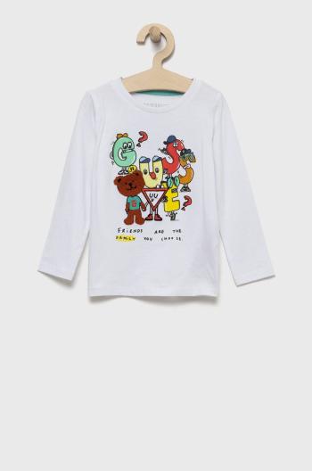 Dětská bavlněná košile s dlouhým rukávem Guess bílá barva