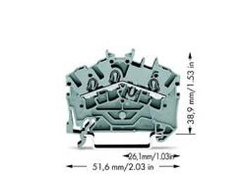 Průchodková svorka WAGO 2002-6301, osazení: L, pružinová svorka, 5.20 mm, šedá, 100 ks