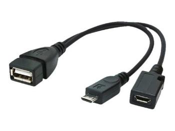 Kabel CABLEXPERT USB AF/micro BM + micro BF, OTG + dobíjení, 15cm, pro tablety a smartphone