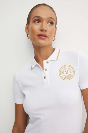 Bavlněné polo tričko Versace Jeans Couture bílá barva, 77HAGT00 CJ01T