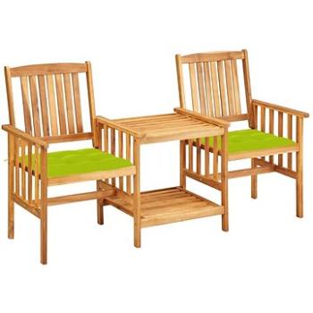 Zahradní židle s čajovým stolkem a poduškami masivní akácie, 3061301 (3061301)