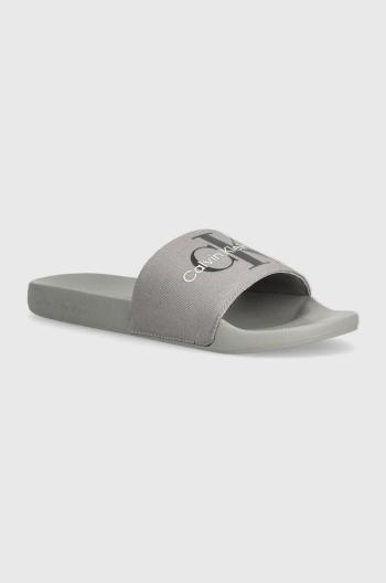 Pantofle Calvin Klein Jeans SLIDE MONOGRAM CO pánské, oranžová barva, YM0YM00061