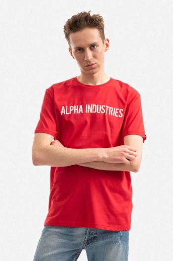 Bavlněné tričko Alpha Industries červená barva, s potiskem, 116512.451-red