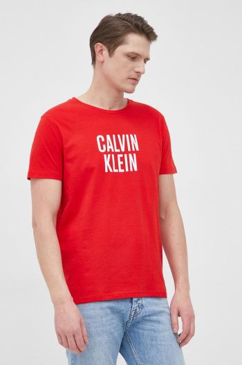 Bavlněné tričko Calvin Klein červená barva, s potiskem