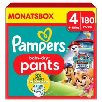 Pampers Baby-Dry Pants Paw Patrol, velikost 4 Maxi, 9-15 kg, měsíční balení (1 x 180 plenek)