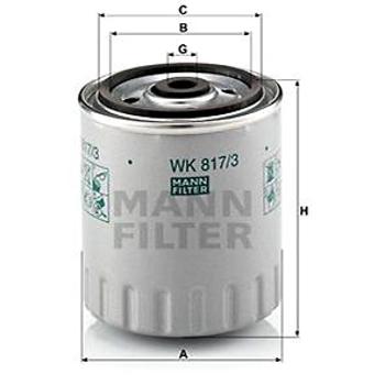 MANN-FILTER WK817/3x pro vozy DAEWOO;MERCEDES-BENZ;PUCH;SSANGYONG (WK817/3x)