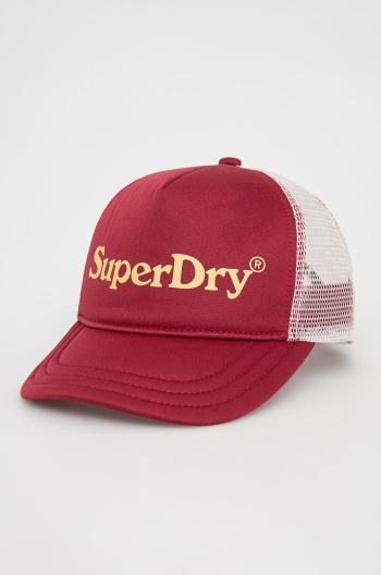 Čepice Superdry červená barva, s potiskem