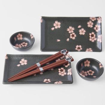Sushi set s hůlkami Black & Pink Sakura