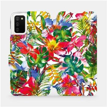 Flipové pouzdro na mobil Samsung Galaxy A02s - MG07S Pestrobarevné květy a listy (5903516654581)