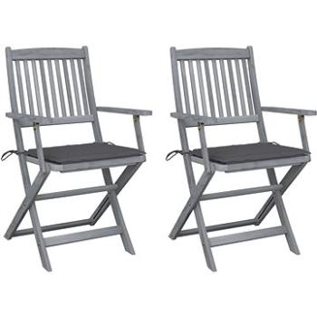 Skládací zahradní židle s poduškami 2 ks masivní akáciové dřevo, 3064482 (3064482)