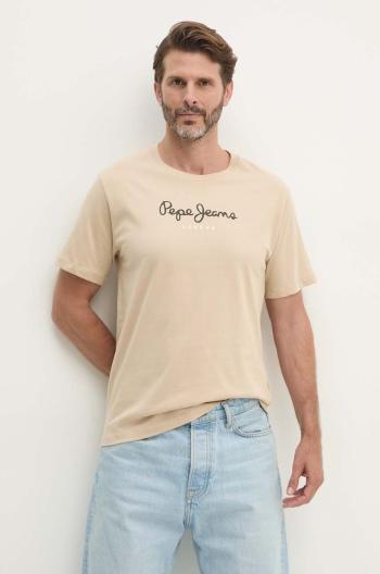 Bavlněné tričko Pepe Jeans Eggo béžová barva, s potiskem, PM508208