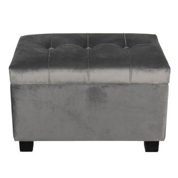 Tmavě šedá sametová podnožka Dark Grey - 50*34*33 cm 64061SDG