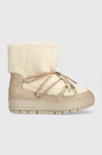 Sněhule Tommy Hilfiger TOMMY TEDDY SNOWBOOT béžová barva, FW0FW07505